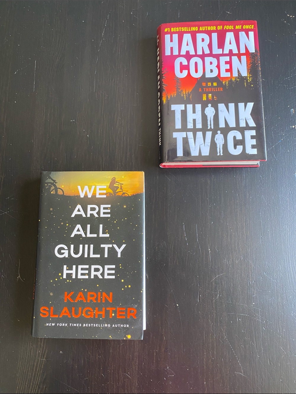 Two books - We are all guilty here (Karin Slaughter); Think Twice (Harlan Coben)